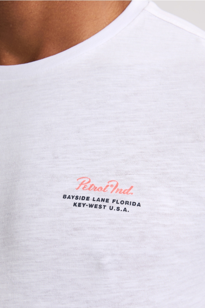 T SHIRT MET PRINT OP DE RUG M 1050 TSR647 0000 BRIGHT WHITE